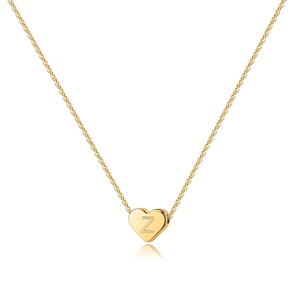 Dainty Heart Initial Necklace for Women Tiny Heart Birthday Jewelry Gifts