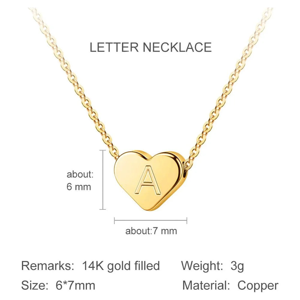 Dainty Heart Initial Necklace for Women Tiny Heart Birthday Jewelry Gifts