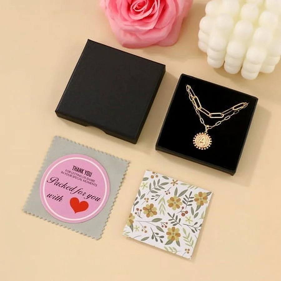 Gold Initial Necklaces for Women Layering Paperclip Link Coin Jewelry Gift