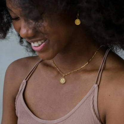 Gold Initial Necklaces for Women Layering Paperclip Link Coin Jewelry Gift