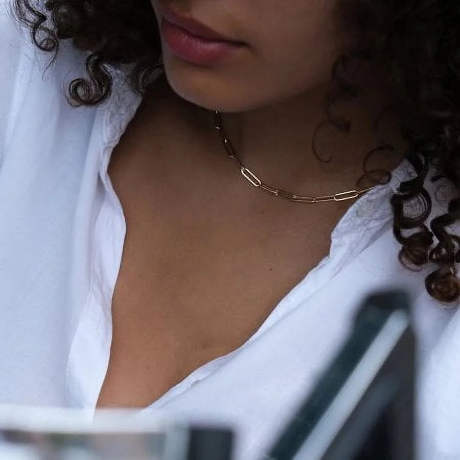 Gold Initial Necklaces for Women Layering Paperclip Link Coin Jewelry Gift